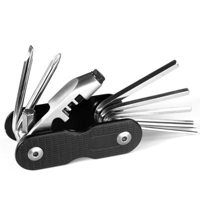 China Outdoor EDC 2CR13 Bicycle Repair Kit Multifunctional 8 in 1 Spanner Tool Hex Wrench with Flashlight for sale