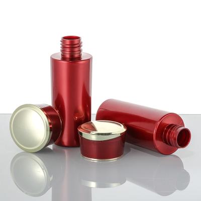 China 100ml 4OZ Pet Swivel Lid Skin Care Cosmetic Packaging Bottle Red Plastic Water Lotion Bottle for sale