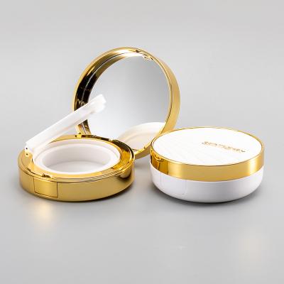 China Recyclable Round BB Cushion Container BB Round Plastic Cream Packaging Shell Gold Pattern Edge Logo Printing Logo Air Cream Container for sale