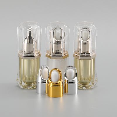 China Diamond-Shape 20ml Plastic Cosmetic Essential Oil Bottle Cosmetic Essence Perfume Lotion Bottle With Dropper for sale