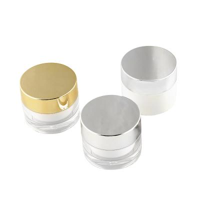 China Cosmetic Golden Shell Double Layer 50g Silver Transparent Acrylic Plastic Cream Packaging Jar for sale