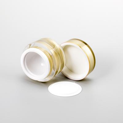 China Cosmetic type 10g gold smear plastic acrylic empty cosmetic cream jar of skin care product packaging container for sale