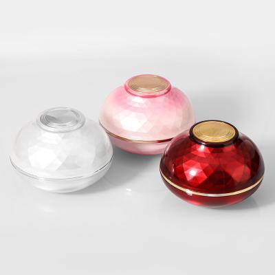 China Cosmetic Container 30g Rhombus Red White Lady Pattern Plastic Acrylic Cosmetic Cream Jar for sale