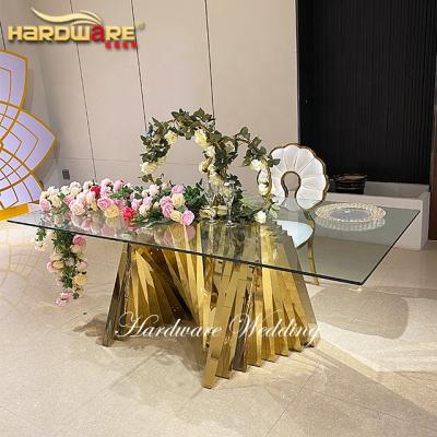 China Newest Customized Modern Wedding Glass Banquet Hall Furniture Event Dinner Formal Use Hall Tables for sale