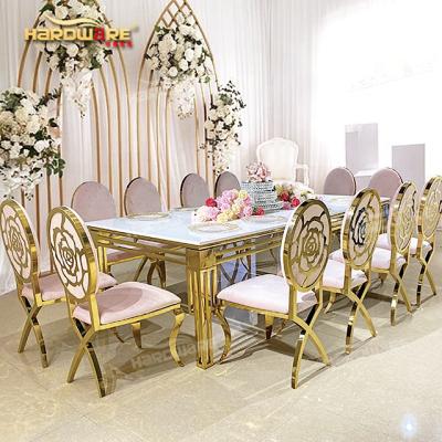 China New Customized Sale Luxury Banquet Ideas Furniture Stainless Steel MDF Wedding Table Dining for sale