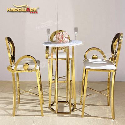 China Good Hotel Event Welding Stainless Steel Bar Set Furniture MDF Cocktail Bar Table for sale