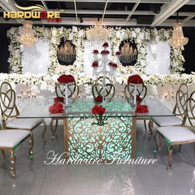 China LED Light Carving Design Outdoor Event Led Furniture Wedding Glow Dining Table for sale