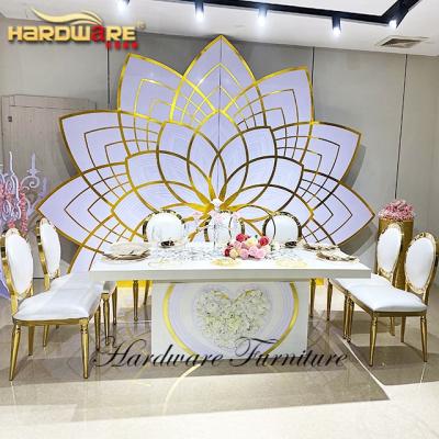 China Customized Banquet Table Furniture White Wooden Frame LED Light Tables For Wedding for sale