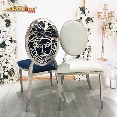 China Modern Hot Sale Celebration Party Silver Metal Frame Blue Velvet Dining Chairs Modern for sale