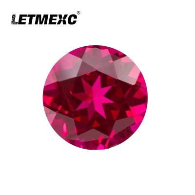 China Jewelry Making LETMEXC Ruby Gemstone Vivid Red Diamond Top Lab Developed Round Cut with GRC Cartificate for Custom Jewelry for sale