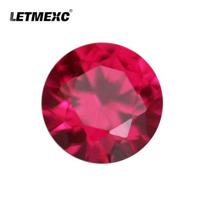 China Jewelry Making LETMEXC Top High Quality AAAAA 5# Red Ruby Diamond Round Cut Corundum Loose Gemstone For Jewelry Wax Casting for sale