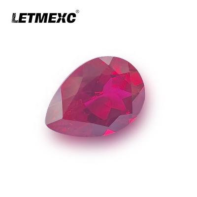 China Jewelry Making LETMEXC Top Quality AAAAA 5# Red Ruby Diamond Pear Cut Corundum Loose Gemstone For Jewelry Wax Casting for sale