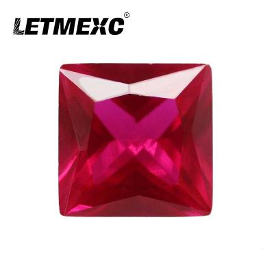 China Jewelry Making LETMEXC Top High Quality AAAAA 5# Red Ruby Diamond Princess Cut Corundum Loose Gemstone For Jewelry Wax Casting for sale