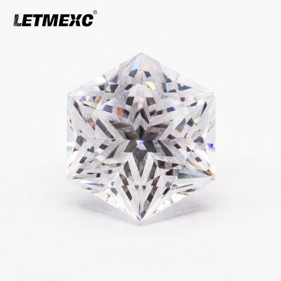 China Jewelry Making LETMEXC Hexagram Cut White Zircon VVS1 Loose Stone High Carbon Diamond CZ Gemstone for sale