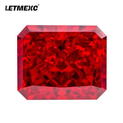 China Jewelry Making LETMEXC Tops Pigeon Blood High Carbon Diamond Lab Zircon CZ Octagon Crushed Ice Cut 4K 5A+ Quality 10X12mm for sale