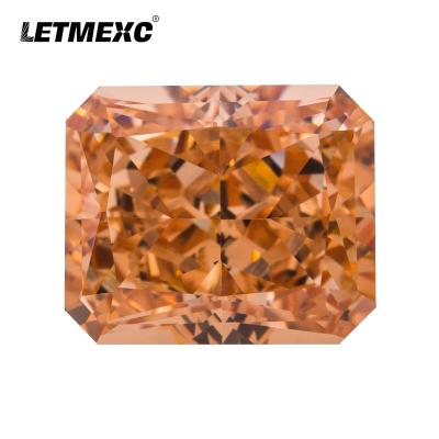 China Jewelry Making LETMEXC Champagne High Carbon Diamond Cubic Zirconia Lab Zircon Octagon Crushed Ice Cut 10x12mm For Custom Jewelry for sale