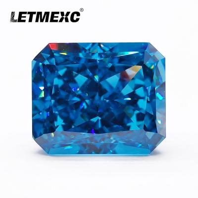 China Jewelry Making LETMEXC Diamond Lab Zircon Cubic Zirconia High Carbon Fancy Octagon Crushed Ice Blue Radiant Cut 5A+ Grade For Custom Jewelry for sale