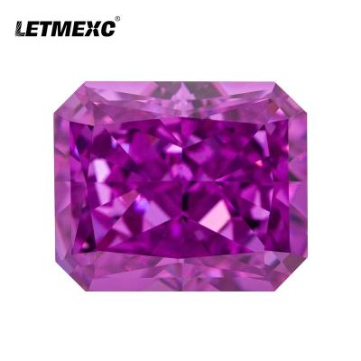 China Jewelry Making LETMEXC Lavender High Carbon Diamond Lab Zircon Cubic Zirconia Octagon Crushed Ice Cut 4K 5A+ Quality For Custom Jewelry for sale