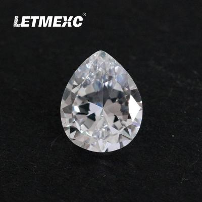 China Jewelry Making LETMEXC 5A Zircon White Color Pear Cut Loose Gemstones Synthet Zirconia CZ Diamond Europe Machine Cut for sale