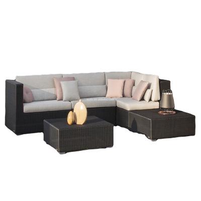 China Eco-freindly Black Rattan Corner Sofa Set /Modern Outdoor Rattan Sofa Set for sale