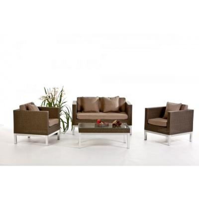 China Eco-freindly Audu Gray Poly Rattan 4 Seat Sofa Set durable, poly rattan Sofa Set for sale