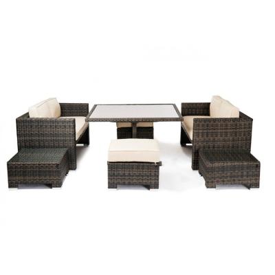 China Eco-freindly Audu Outdoor Garden Set, Gray Rattan Cube Outdoor Dining Garden Set for sale