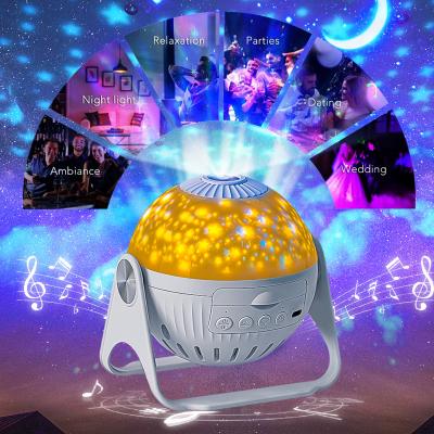 China Newest 2022 Modern BT Music LED Sky Projector Starry Lamp 6 in 1 Rotating Galaxy Projection Night Light with Nebula Moon Planets Deer for sale