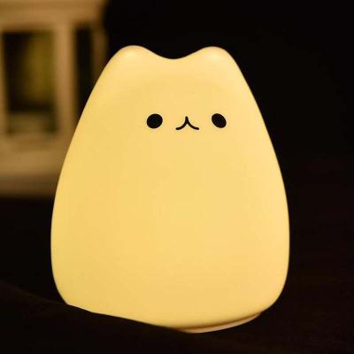 China Modern Toy For Children Personalized New Year Gift Atmosphere Light Mini Cartoon Cat Night Light Pat Soft Silicone Lamp Cute Room Decor for sale