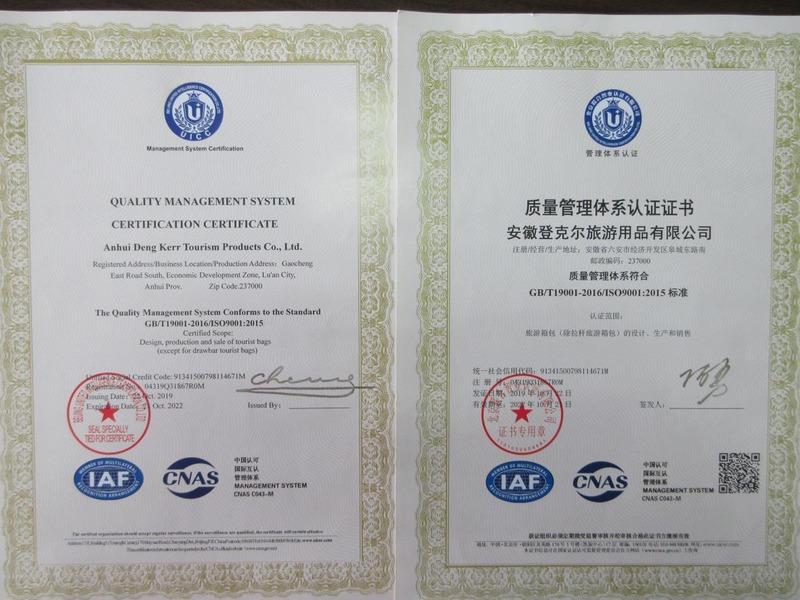 ISO9001 - Anhui Twinkle Tourist Articles Co., Ltd.