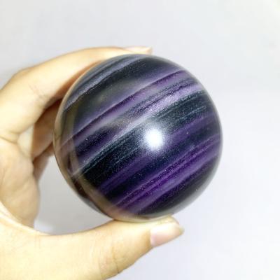 China China Wholesale Blue Silky Purple Fluorite Sphere Banded Ball For Decoration for sale