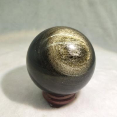 China China Large Shine Natural Obsidian Ball Spheres Decorative Gold Obsidian Crystal Ball for sale