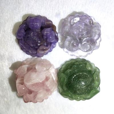 China Europe Clear Natural Quartz Crystal Flower Lotus Flower Rose Quartz Amethyst Green Jade For Pendant for sale