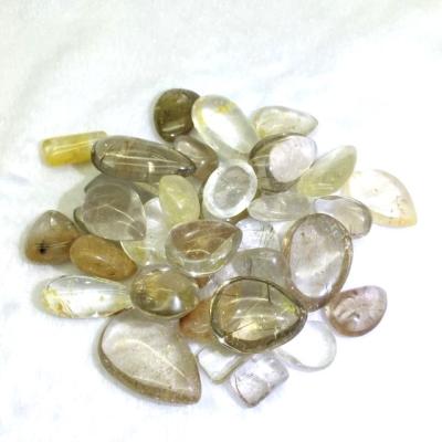 China Europe Wholesale Rutilated Quartz Tumbled Pendant Tumbled Natural Loose Crystal Cabochon for sale