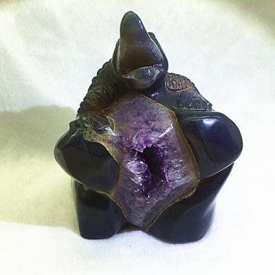 China China Natural Agate Geode Crocodile Alligator Quartz Crystal Carving Carving for sale