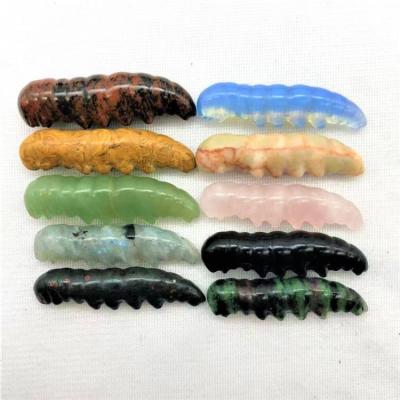 China Wholesale Hot Selling Europe Crystal Carving Polishing Carved Natural Crystal Caterpillar for Decoration for sale