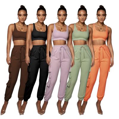 China Hot Selling Solid Color Pocket Tie Pants QUICK DRY Body Shaping Vest Two Piece Women for sale