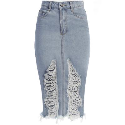 China Anti-static Hot Selling Blue Women's High Waist Fashion Solid Color Retro Denim Skirt for sale