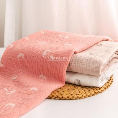 China Shrink-Resistant Lightweight Screen Printed Plain Cotton Double Gauze Muslin Fabric For Baby for sale