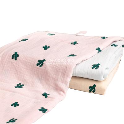 China China Suppliers Shrink-Resistant Baby Wrap Blanket 100% Organic Cotton Printed Muslin Fabric for sale