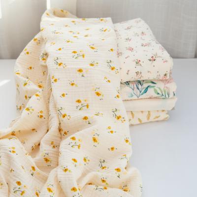 China Eco Friendly Colorful So Soft And Comfortable Double Gauze Printing 100 Cotton Small Flower Blanket Cloth for sale