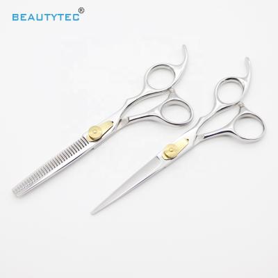 China Professional Adjustable Gold Thin Layer Screw Tijeras Right Handed Scissors Hair Cutting Thinning Hairdressing Barber Scissors Shears Set for sale