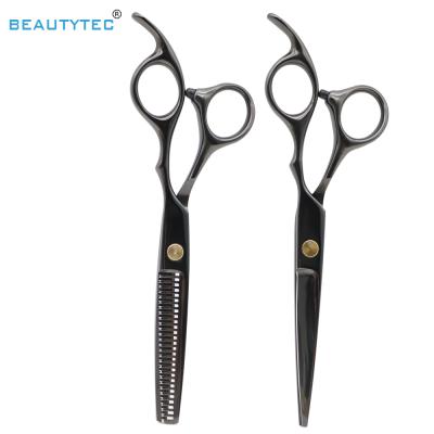 China Popular Professional Black Gold Color Screw Scissors 8 PCS Right Handed Hair Cutting Shears Hairdressing 6inch Thinning Scissors Set for sale