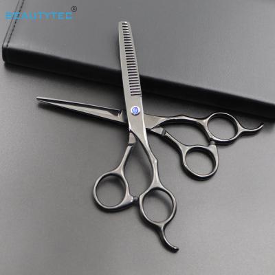 China 2020 Professional Salon Black Thinning Scissors Hair Cutting Thinning Scissors Barber Shears Hairdressing Set for sale