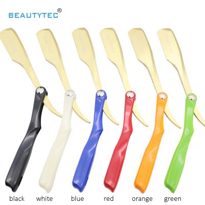 China Simple Logo Half Blade Straight Japanese Private Blade 6 Colors Style Men's Beard Cutting Shaving Knife Barber Razors Gold for sale