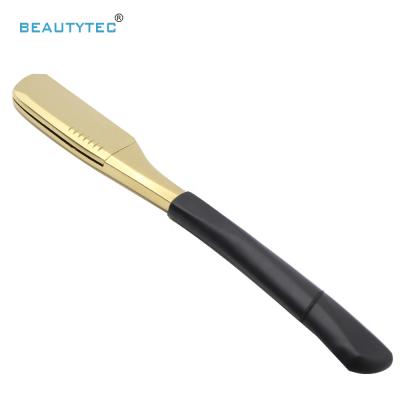 China Single Blade GOLD SILVER JAPANESE STYLE Non Disposable Double Edge Safety Rubber Handle Straight Cut Throat Shaving Razor for sale