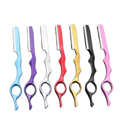 China Single Blade Color Salon Sharp Hair Razors Cut Hair Cutting Fine Thinning Trimming Alloy Shaving Knife for sale