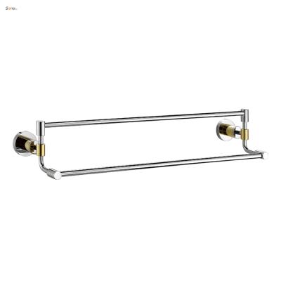 China Wall Mount Simple Design Contemporary Double Towel Bars Polished Stainless Steel Bathroom Hardware Accessories Towel Rack for sale