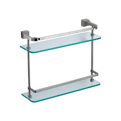 China Viable Wholesale Sus 304 Stainless Steel Hotel Wall Mount Chrome Double Layer Bathroom Shelf for sale