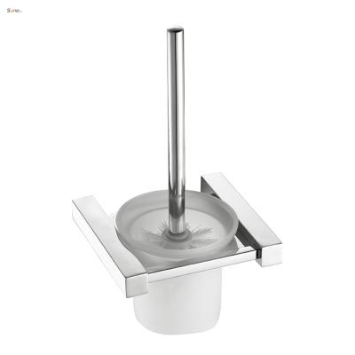 China Private Label Hotel Bathroom Finish Toilet Brush Holder Stainless Steel Modern Accessories Polished Toilet Brush Holder Set for sale