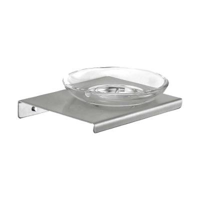 China Wholesale Durable Bathroom Accessories Wall Hung Glass Soap Dish Polished Stainless Steel Soap Shelf for sale